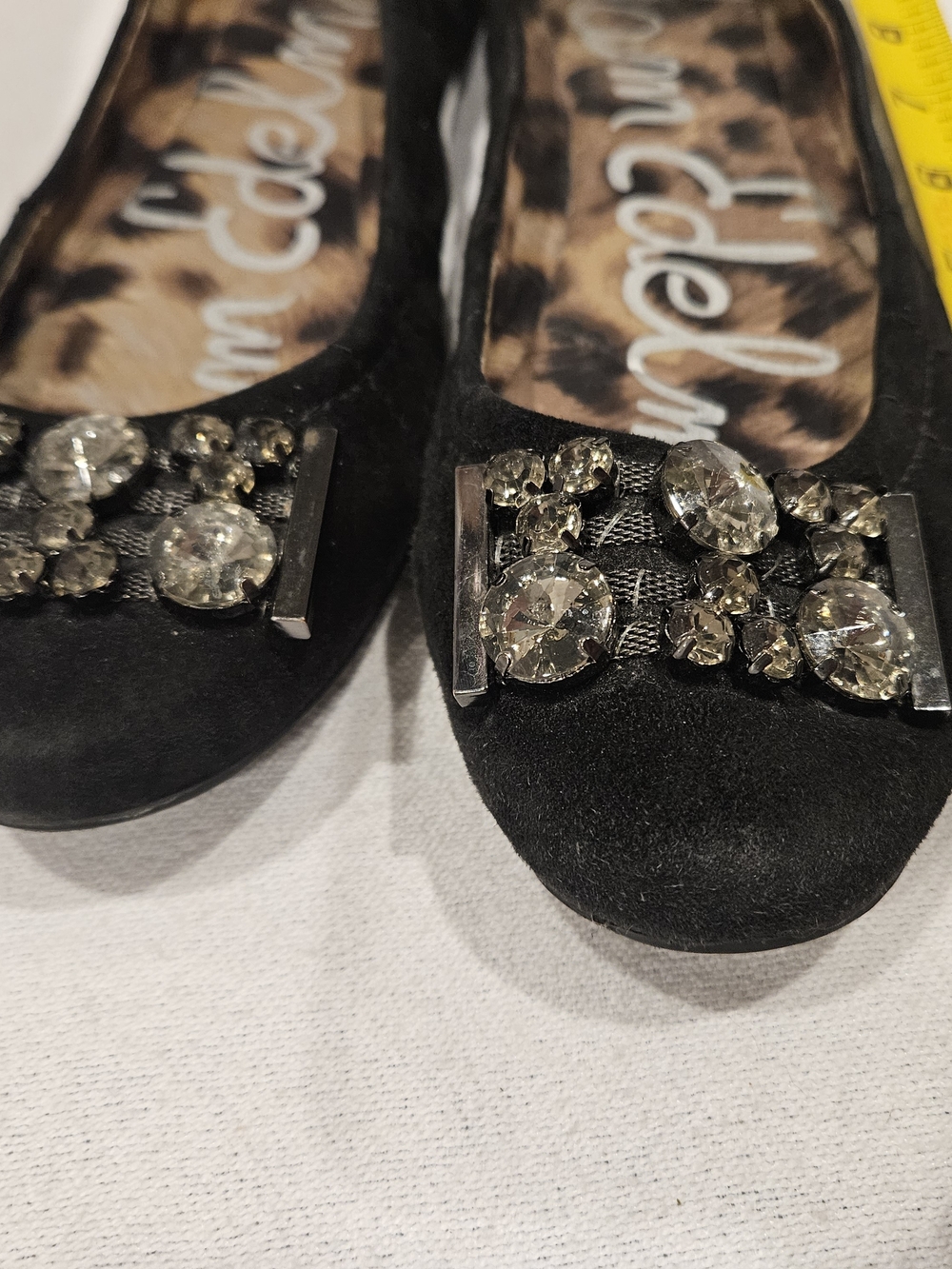 Sam Edelman Black Embellished Suede Ballet Flats - Picture 10 of 11
